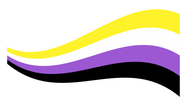 Nonbinary Pride Wavy Flag LGBTQ+ symbol Isolated vector illustration on white background