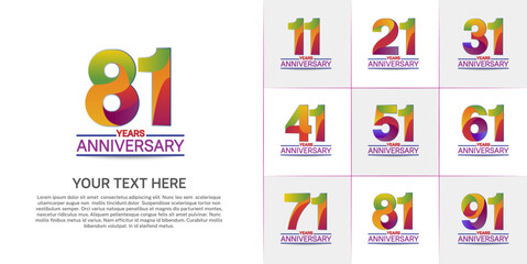 set of anniversary colorful color can be use for celebration event