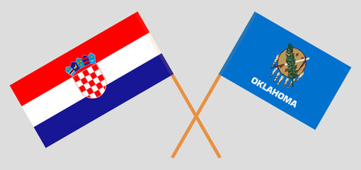 Crossed flags of Croatia and The State of Oklahoma. Official colors. Correct proportion