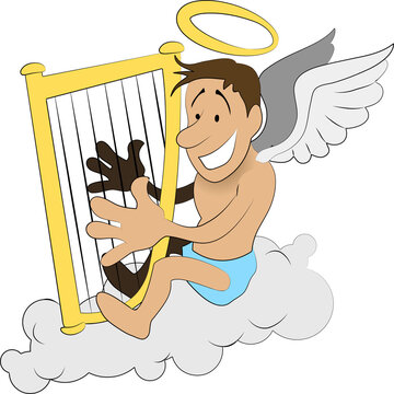 Angel With Harp Illustration