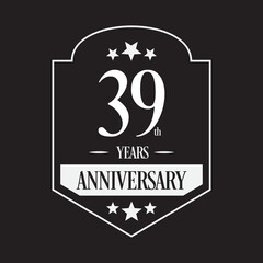 Luxury 39th years anniversary vector icon, logo. Graphic design element