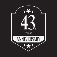 Luxury 43rd years anniversary vector icon, logo. Graphic design element