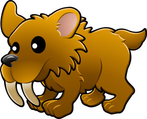 Cute sabre tooth tiger illustration