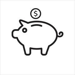 piggy bank icon minimalist design art