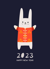 Chinese New Year 2023 banner design. Happy Chinese new year. Traditional design. Year of the rabbit. Happy new year