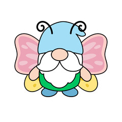 Gnomes wearing Butterfly Filled Clipart