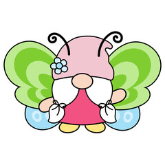 Gnomes wearing Butterfly Filled Clipart