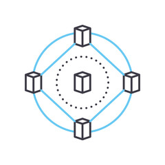 blockchain symbol line icon, outline symbol, vector illustration, concept sign