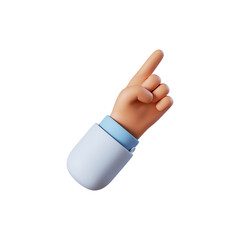 3d render. Doctor recommendation icon. Cartoon hand with finger pointing up left corner. Digital illustration. Clip art isolated on transparent background