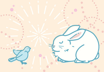 シンプルでかわいいウサギのポストカード（文字なし）