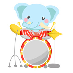 elephant playing music, cute animal play drum, music instrument