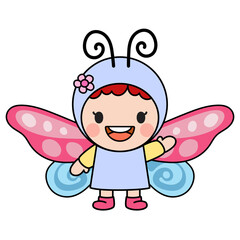 Children wearing butterfly, Filled Clipart