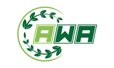 AWA Three-letter natural logo design, vector template. | monogram logo | abstract logo | wordmark logo | font logo | lettermark logo | business logo | brand logo | - obrazy, fototapety, plakaty