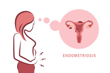 girl with endometriosis and pain womens health anatomy info graphic