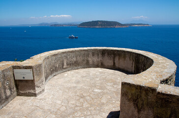 Fototapeta na wymiar Ischia ponte aragonese castle on the sea