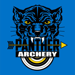 archery team design with panther mascot for school, college or league