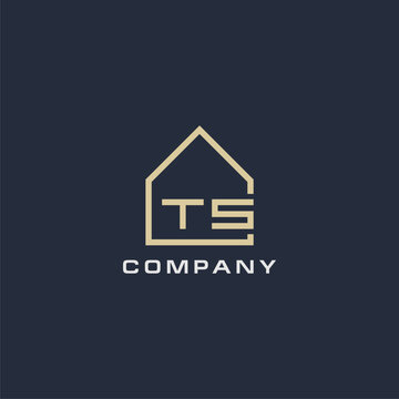 Initial letter TS real estate logo with simple roof style design ideas