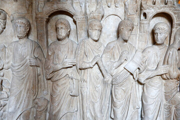 Sant'Ambrogio's basilica, Milan. Ambo. Lombard Romanesque art.