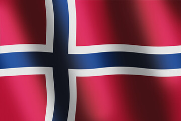 Fototapeta premium National flag of Norway. Norway's red flag with a navy blue cross fimbriated in white with smooth wind wave for banner or background. National colours and symbol of Norway. Waves ripples on flag