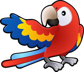 Fototapeta premium Cute Friendly Macaw Parrot Illustration