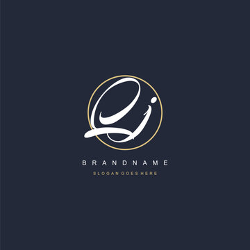 Initial letter QJ logo monogram feminine style with circle line design ideas