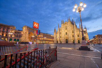 Milan, Italy at the Milan Duomo and Galleria during Christmas