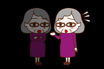 （全身斜め）自分の心、自分自身に語り掛けて相談する高齢の女性