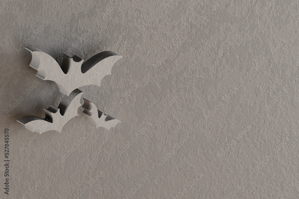 Aufkleber beautiful abstract illustrations gray halloween bats symbol icons on a gray wall background. 3d rend