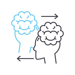 brain to brain communication line icon, outline symbol, vector illustration, concept sign