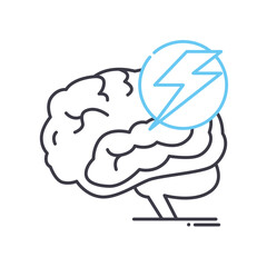 brain energy line icon, outline symbol, vector illustration, concept sign