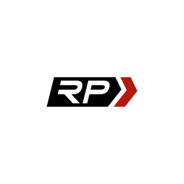 Letter RP logo with simple right arrow design ideas