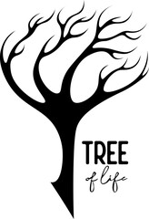 black silhouette of beautiful minimal abstract tree