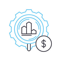 business research line icon, outline symbol, vector illustration, concept sign