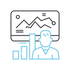 business research line icon, outline symbol, vector illustration, concept sign