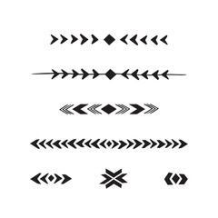 geometrical design elements in native american style, hand drawn