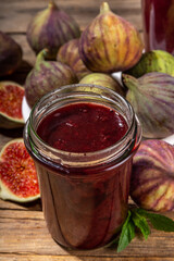 Red fig jam in small jar
