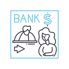 cash banking line icon, outline symbol, vector illustration, concept sign