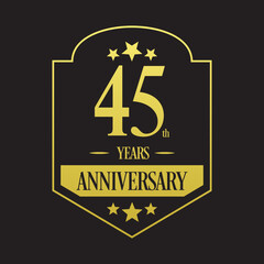 Fototapeta na wymiar Luxury 45th years anniversary vector icon, logo. Graphic design element