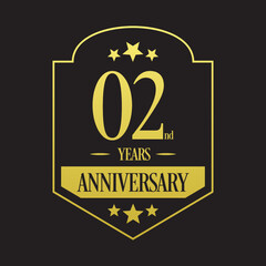 Luxury 2nd years anniversary vector icon, logo. Graphic design element