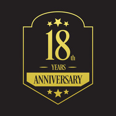Luxury 18th years anniversary vector icon, logo. Graphic design element