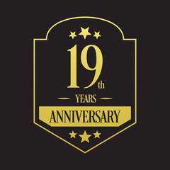 Luxury 19th years anniversary vector icon, logo. Graphic design element