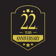 Luxury 22nd years anniversary vector icon, logo. Graphic design element