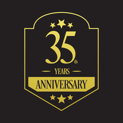 Luxury 35th years anniversary vector icon, logo. Graphic design element