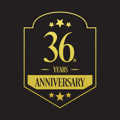 Luxury 36th years anniversary vector icon, logo. Graphic design element