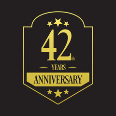 Luxury 42nd years anniversary vector icon, logo. Graphic design element