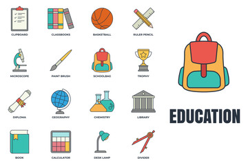 Set of Education back to school icon logo vector illustration. back to school pack symbol template for graphic and web design collection