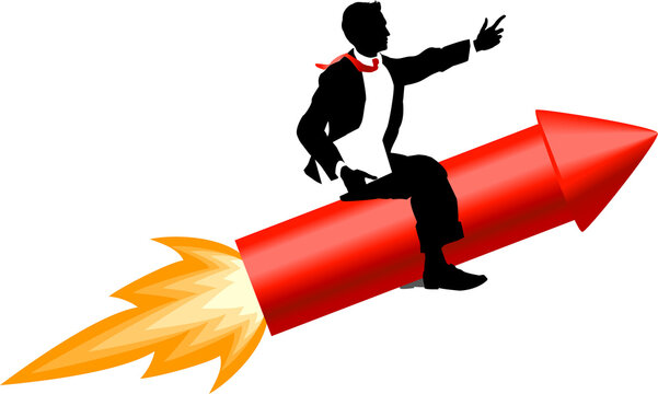 rocket business man concept illustration