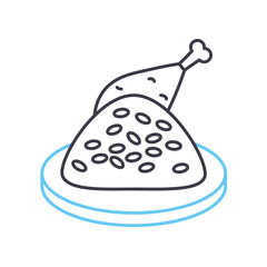 chicken and rise line icon, outline symbol, vector illustration, concept sign