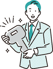 鍵を持つビジネスパーソン男性