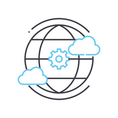 cloud network line icon, outline symbol, vector illustration, concept sign